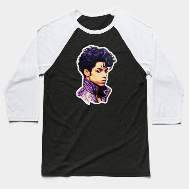 Prince Tribute Portrait Baseball T-Shirt by Geektastic Designs